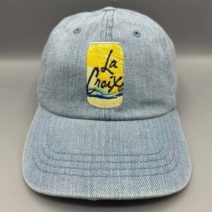 La Croix Hat Men Blue Denim Sparkling Water Embroidered Strap Back Cap